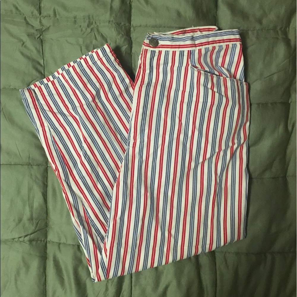 Cute cropped blue and red striped pants!